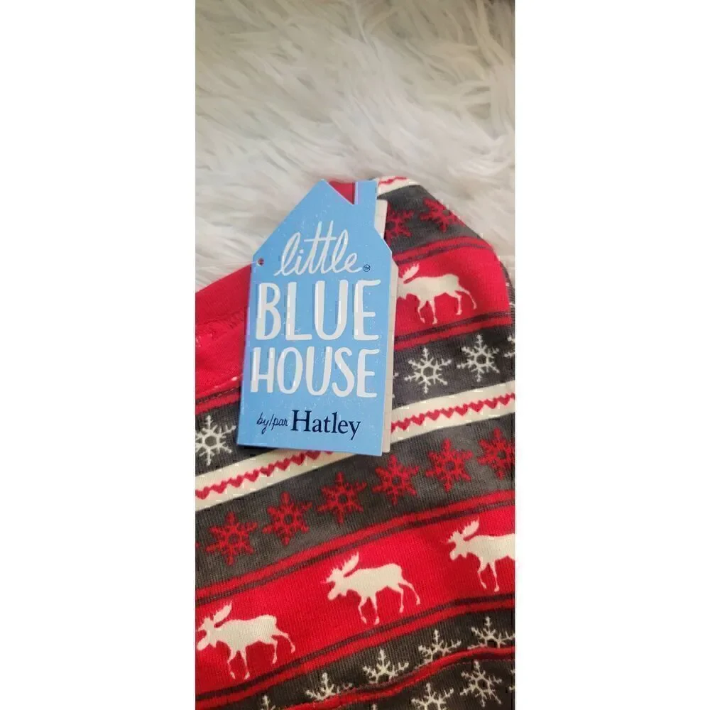 Little Blue House By Hatley Fair Isle Moose Dog Top Sz M New